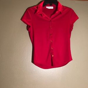 Vibrant red button up blouse